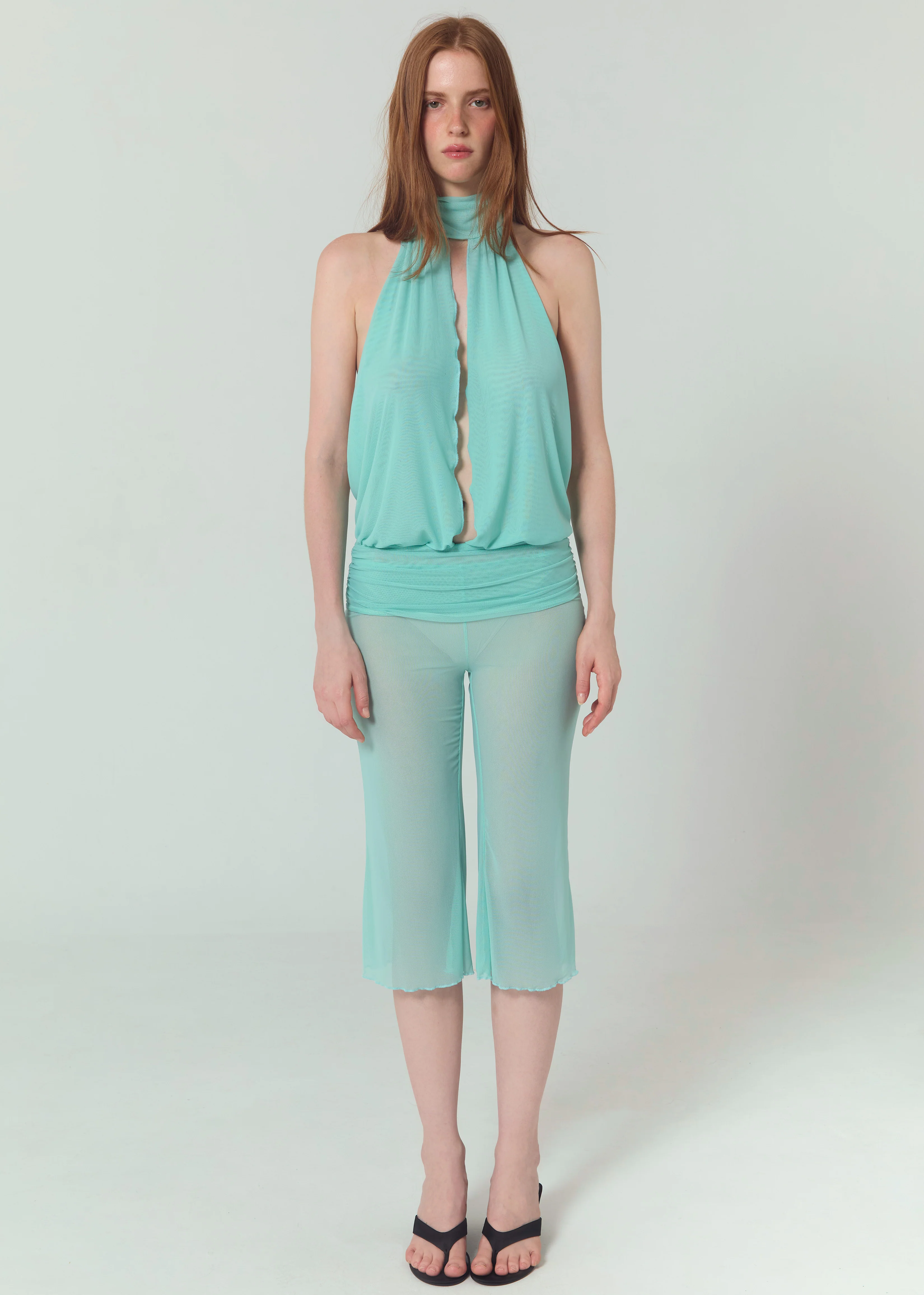 MESH NECK TOP - AQUA - Image 4