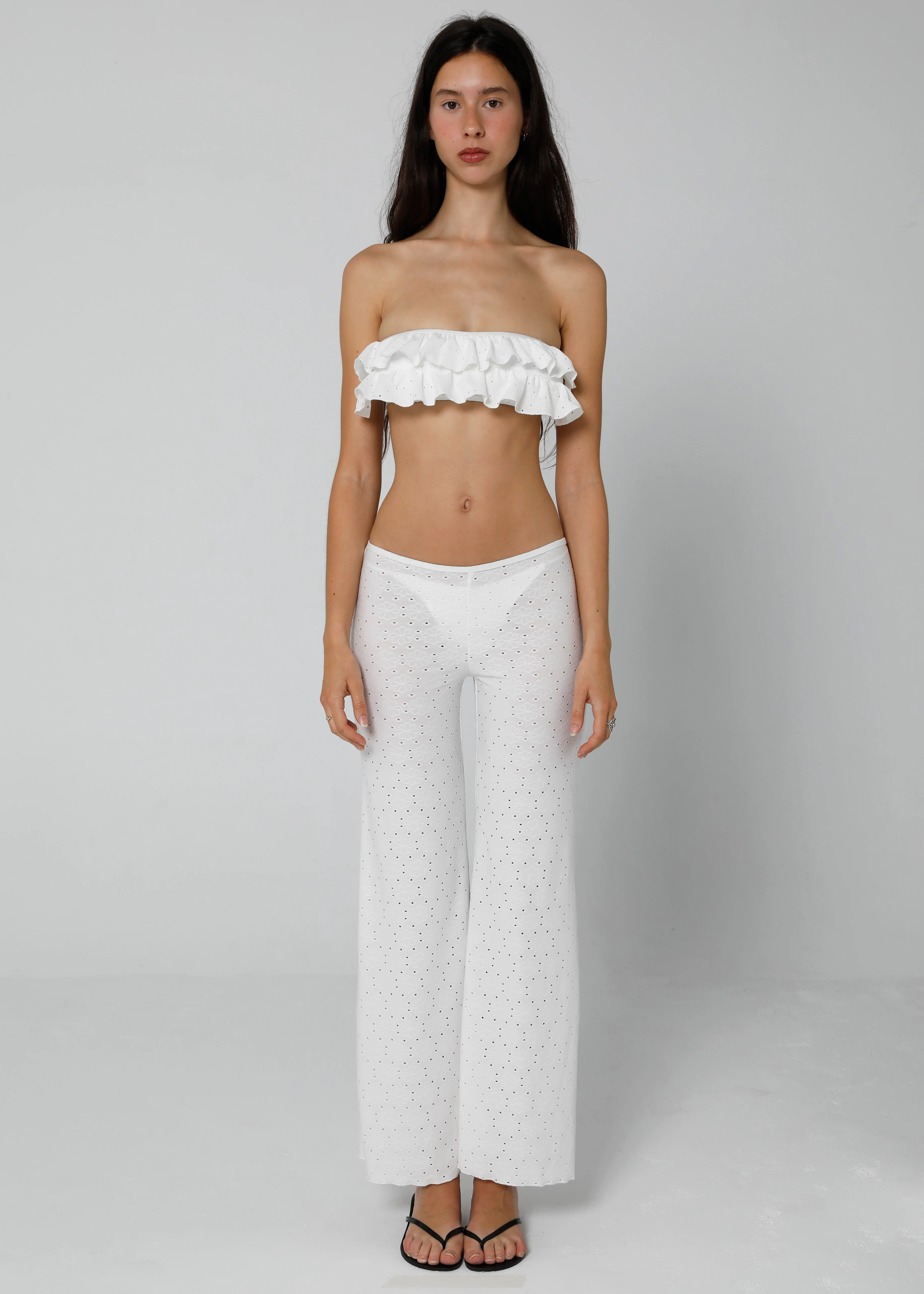 EYELET PANTS - WHITE - Image 3